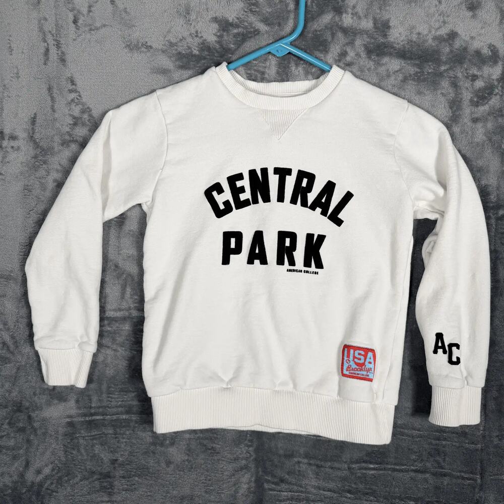 American College Central Park‎ Sweatshirt Size 8A White Cotton AC Logo